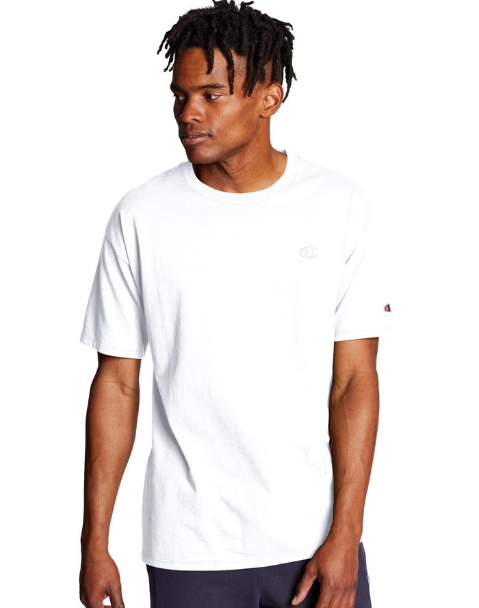 Champion Mens T-Shirt NZ - Classic Jersey White ( 8243-XNDTK )